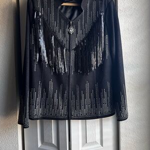 Black Beaded Fringe Jacket